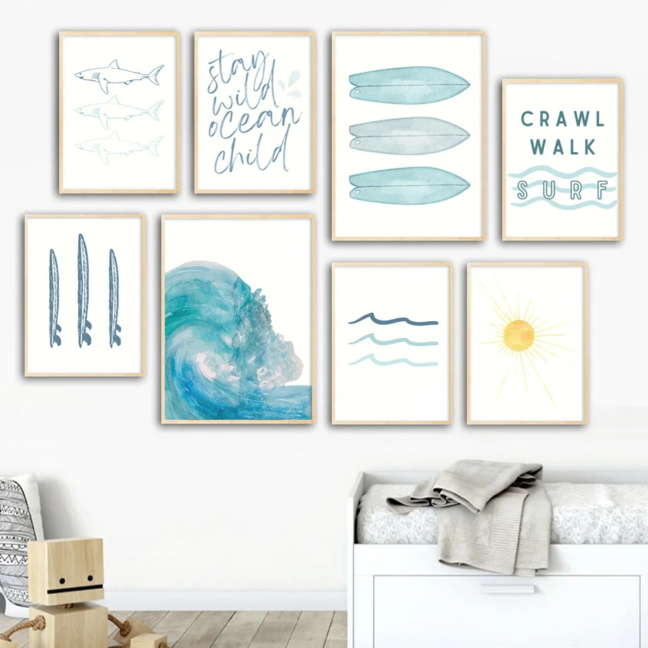Summer Quotes - Lukisan Kanvas Seni Dinding Motif Hiu,