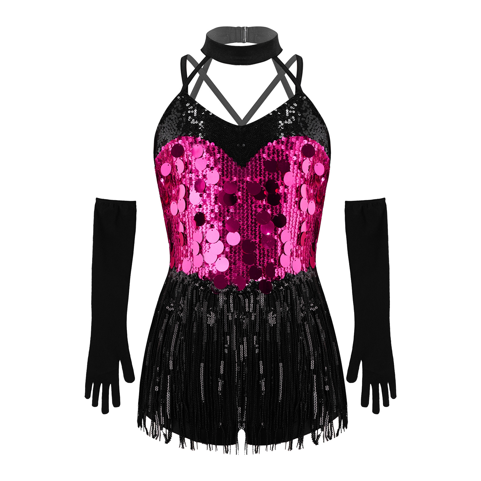 Summer Clothing For Kids Girls - Gaun Leotard Dansa Latin Rumbai untuk