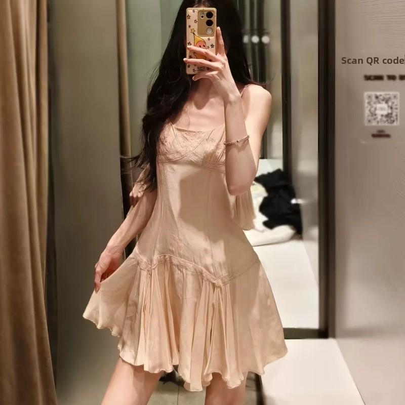 Summer Line Clothing Brand - Gaun Kasual Manis Berkerah Bulat dengan