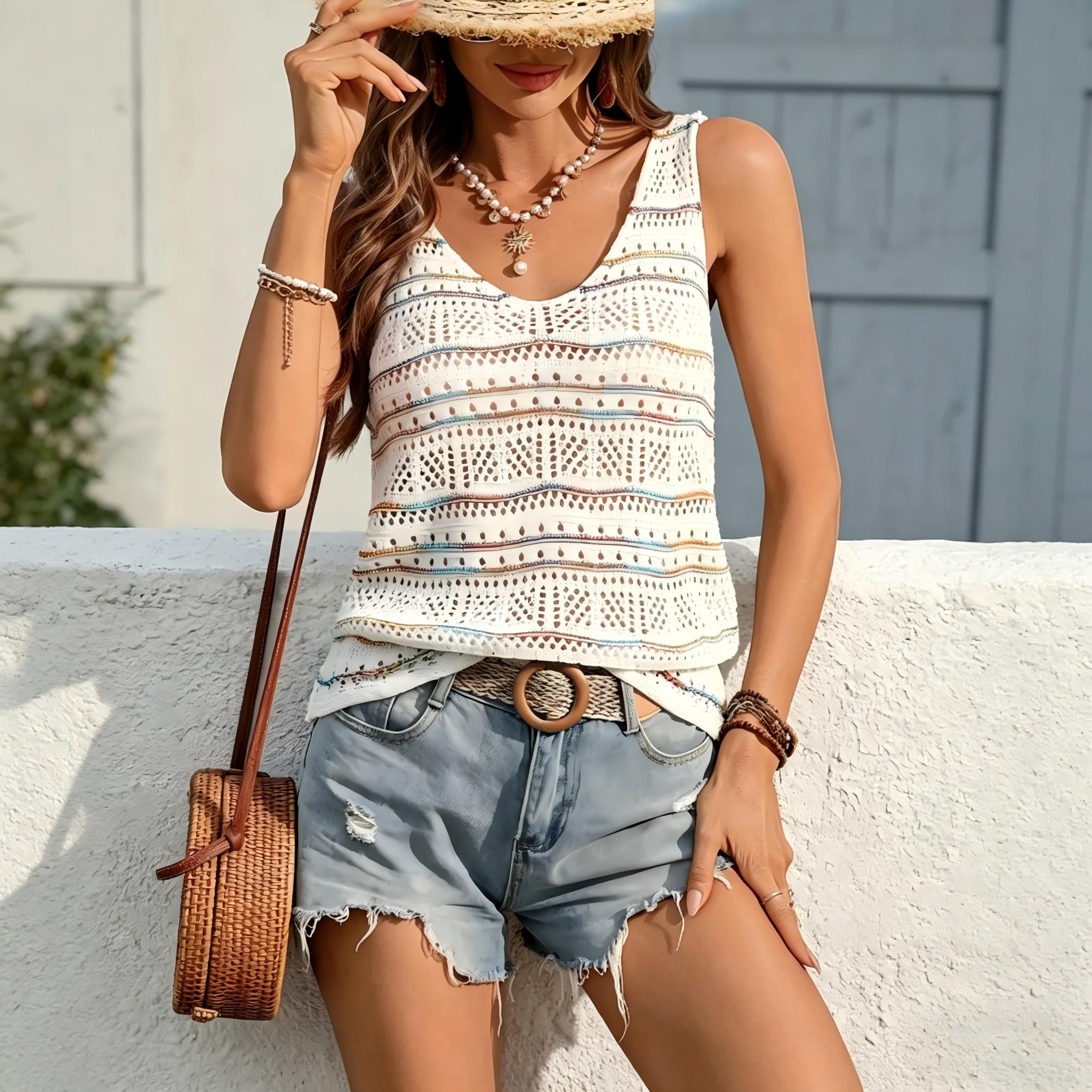 Atasan Wanita Elegan Berwarna- - Summer Clothing Yarn ulasan dan harga