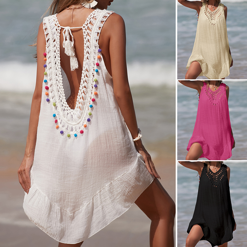 Gaun pendek punggung terbuka V - Summer Clothing Colors ulasan dan harga