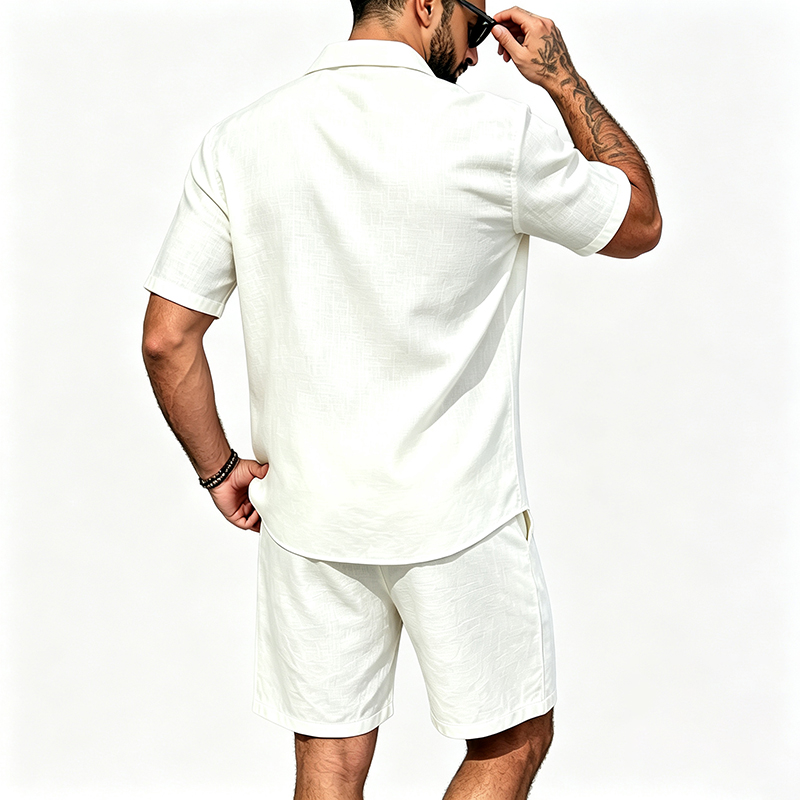 Pakaian Linen Pria Dua Potong  - Summer Clothing Guys ulasan dan harga