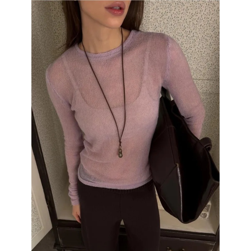Sweter Rajutan Tipis Wanita Mu - Summer Clothing Yarn ulasan dan harga