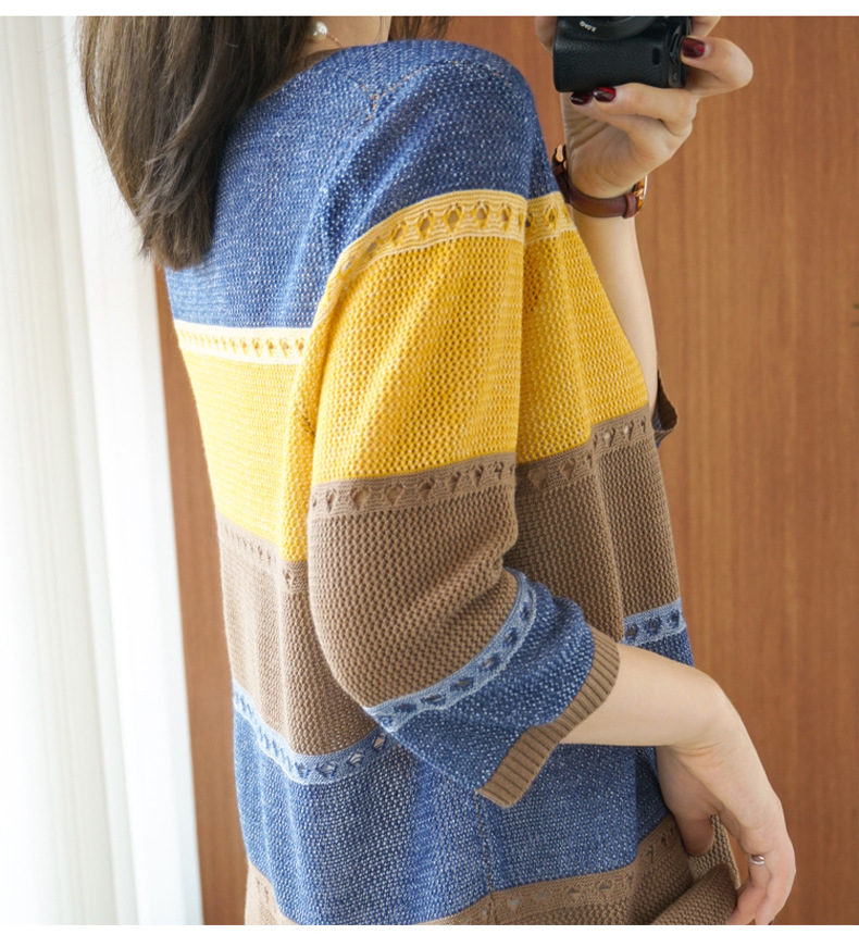 Sweter Wanita Lengan 3/4 Mode  - Summer Clothing Yarn ulasan dan harga
