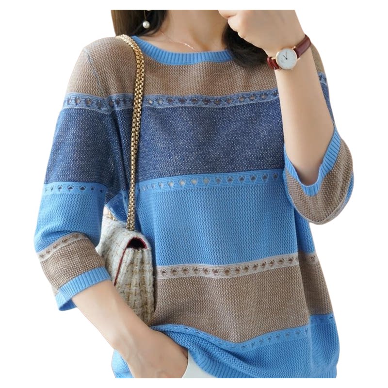 Sweter Wanita Lengan 3/4 Mode  - Summer Clothing Yarn ulasan dan harga