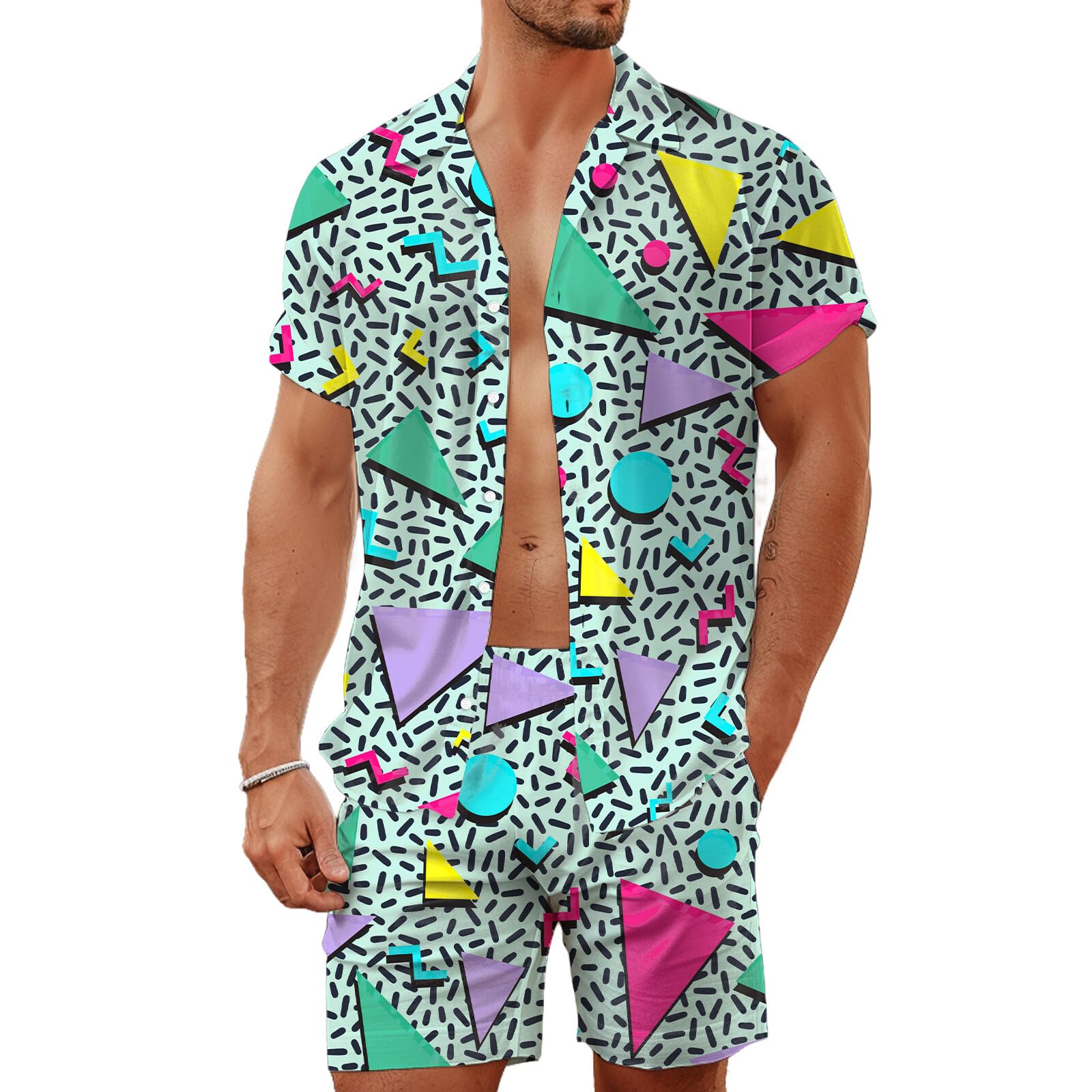 Setelan Kemeja Pria Motif Geom - Summer Clothing Guys ulasan dan harga