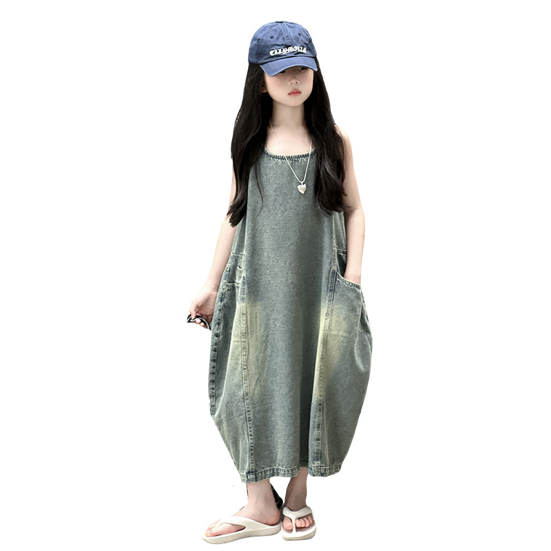 Gaun Denim Tanpa Lengan Kualit - Summer Clothing For Kids Girls ulasan dan harga