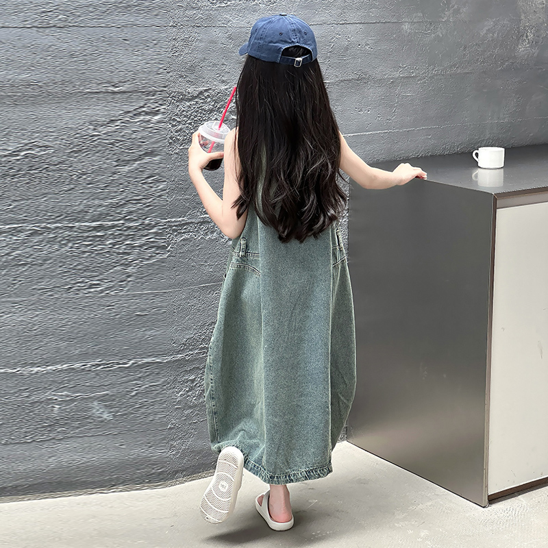 Gaun Denim Tanpa Lengan Kualit - Summer Clothing For Kids Girls ulasan dan harga