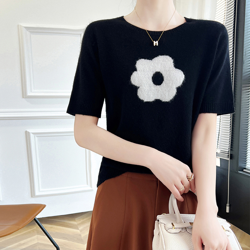 Sweter Rajut Bunga Mode Leher- - Summer Clothing Yarn ulasan dan harga