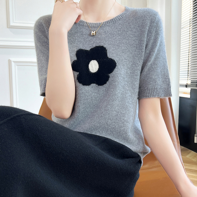 Sweter Rajut Bunga Mode Leher- - Summer Clothing Yarn ulasan dan harga