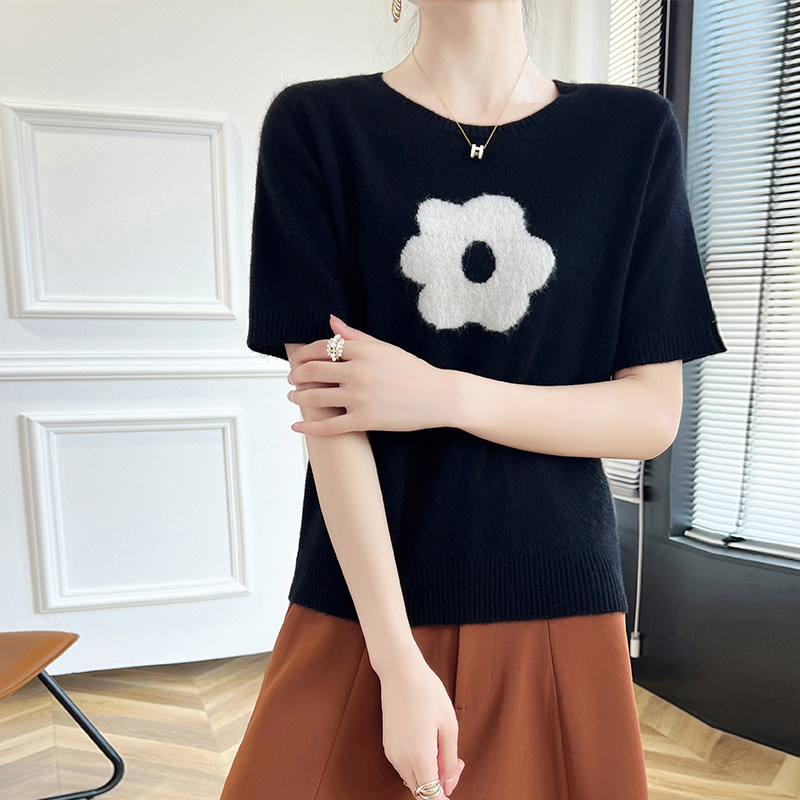 Sweter Rajut Bunga Mode Leher- - Summer Clothing Yarn ulasan dan harga