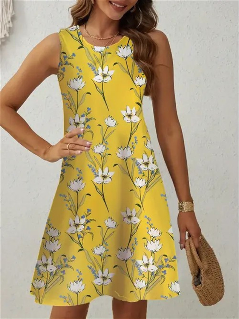 Gaun Bunga Kuning Kasual Wanit - Soft Summer Yellow Clothing ulasan dan harga