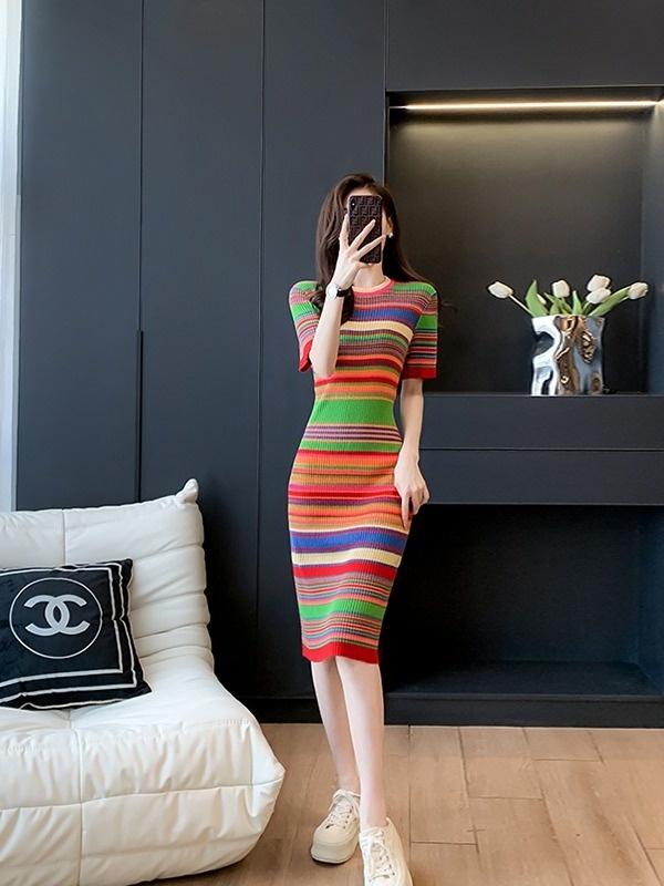 Gaun bergaris dengan model ker - Summer Line Clothing Brand ulasan dan harga